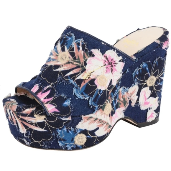 🍒NWOB🍒 MADE IN ITALY BUTTER SHOES DENIM PLATFORMS - Picture 4 of 12